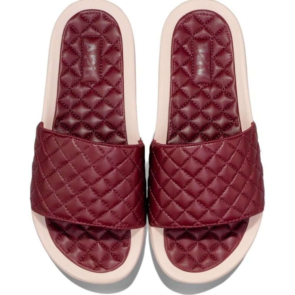 APL Quilted Slide Sandals in Burgundy and Cream